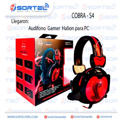 Audifono Gamer Halion Cobra S4 Rojo