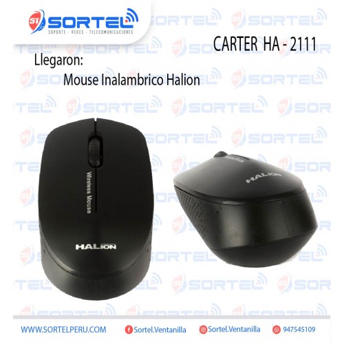 MOUSE INALAMBRICO CARTER HA-2111 NEGRO