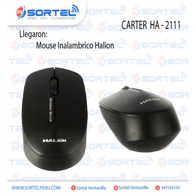 MOUSE INALAMBRICO CARTER HA-2111 NEGRO