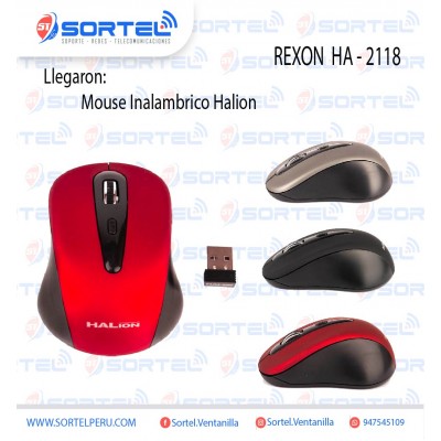 Mouse Inalámbrico Halion Rexon HA-2118 Wireless USB Rojo