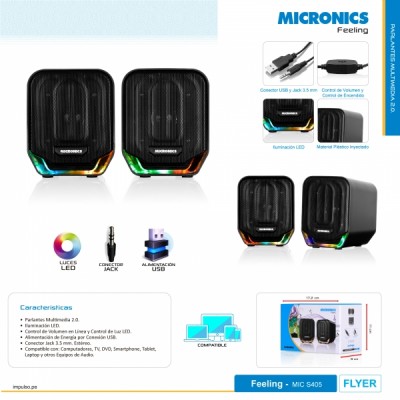 PARALANTE MICRONICS FEELING - MIC S405 RGB PARA PC