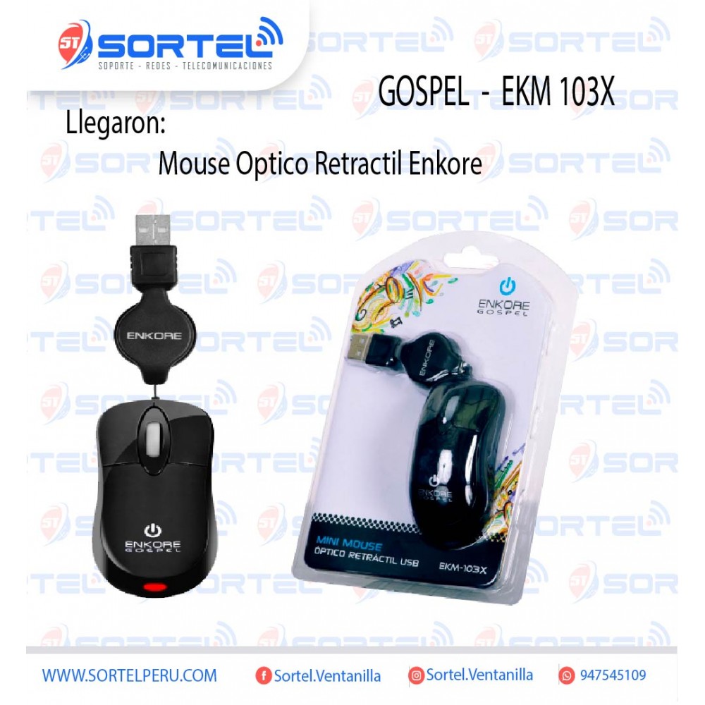 MOUSE RETRACTIL ENKORE GOSPEL - EKM 103X MOUSE RETRACTIL ENKORE GOSPEL - EKM 103X