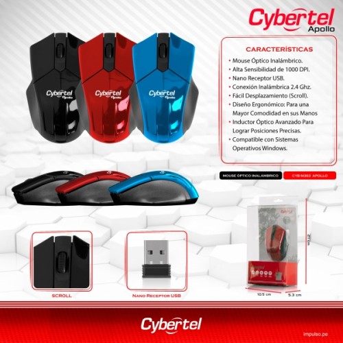 MOUSE INALAMBRICO CYBERTEL APOLLO - CYB M303
