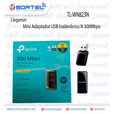 Mini Adaptador USB Inalámbrico N 300Mbps TP-LINK TL-WN823N