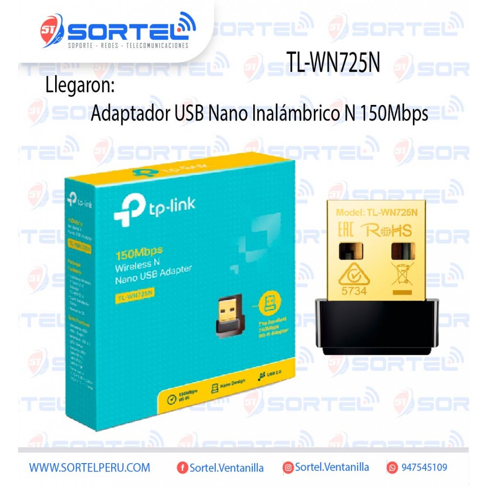 ADAPTADOR USB NANO INALAMBRICO N 150MBPS TP-LINK TL-WN725N