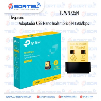 Adaptador USB Nano Inalámbrico N 150Mbps TP-LINK TL-WN725N