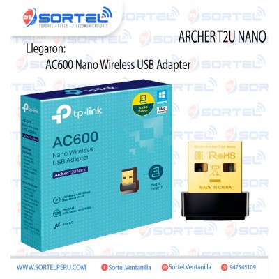 ADAPTADOR USB WIFI AC600 NANO TP-LINK ARCHER T2U