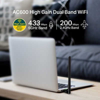 Antena USB Wifi AC600 High Gain Wireless Dual Band USB Adapter TP-LINK Archer T2U Plus