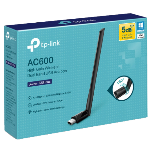 Antena USB Wifi AC600 High Gain Wireless Dual Band USB Adapter TP-LINK Archer T2U Plus