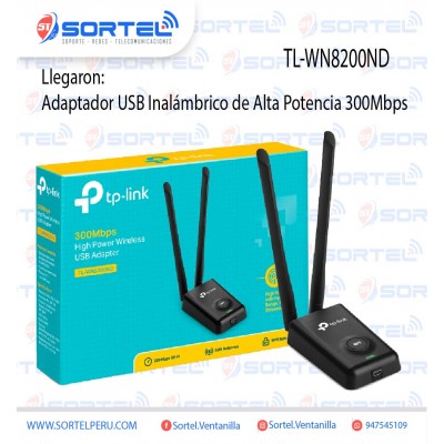 Adaptador USB Inalámbrico de Alta Potencia 300Mbps TP-LINK TL-WN8200ND