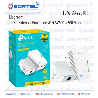 Kit Extensor Powerline WiFi AV600 a 300 Mbps TP-LINK TL-WPA4220 KIT