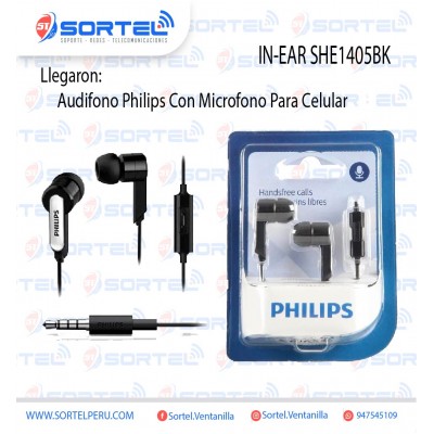 Auricular In-Ear Philips She1405BK Con Micrófono P/ Celular