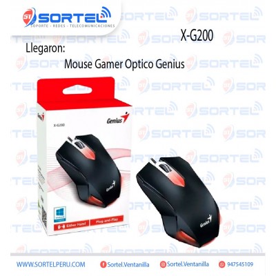 MOUSE GAMER GENIUS RED X-G200 AMBIDIESTRO/DPI1000/USB