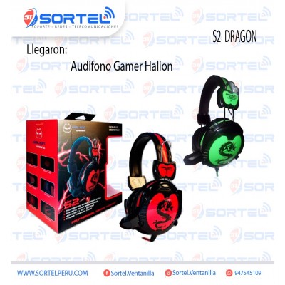 ADIFONO GAMER HALION DRAGON S2 ROJO / VERDE