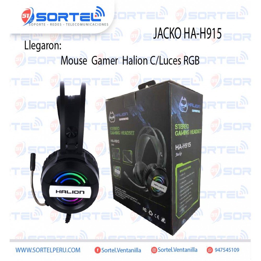 AUDIFONO GAMER HALION  JACKO HA-H915 C/LUCES RGB