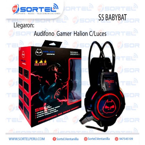 AUDIFONO GAMER HALION BABYBAT S5 LED ROJO
