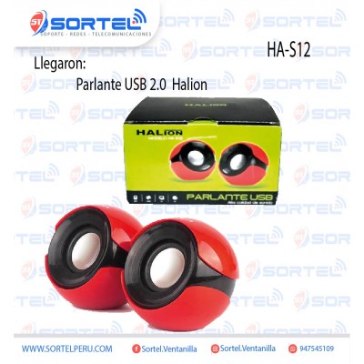 PARLANTE USB 2.0 HALION HA-S12 NEGRO/AZUL/ROJO