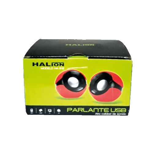 PARLANTE USB 2.0 HALION HA-S12 NEGRO/AZUL/ROJO