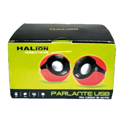 PARLANTE USB 2.0 HALION HA-S12 NEGRO/AZUL/ROJO