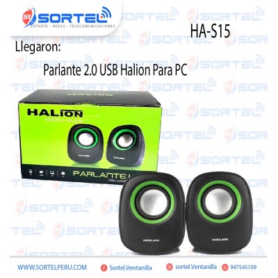 PARLANTE USB 2.0 HALION HA-S15 NG/AMARILLO/NARANJA/VERDE