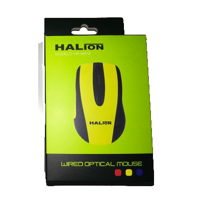 MOUSE HALION SANTORO HA-M812 USB NG-AMARILLO/AZUL