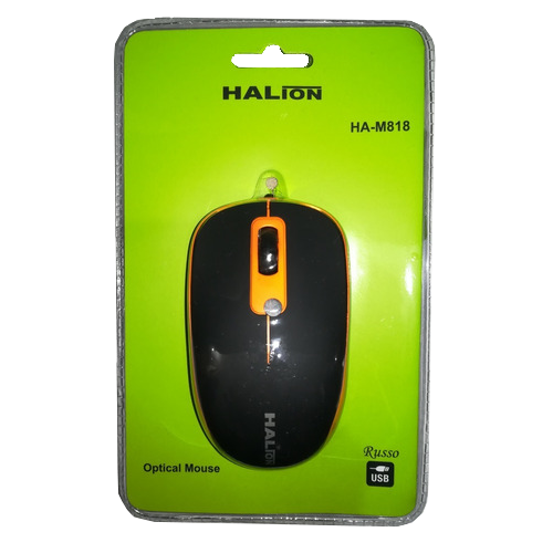 MOUSE HALION RUSSO HA-M818 USB NG-VERDE/CELESTE/NARANJA