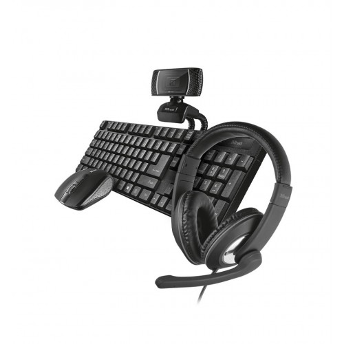 COMBO TRUST QOBY TR6627AC 4 EN 1 TECLADO, MOUSE, AUDIFONO, MOUSE + ADAPTADOR DE AUDIFONO