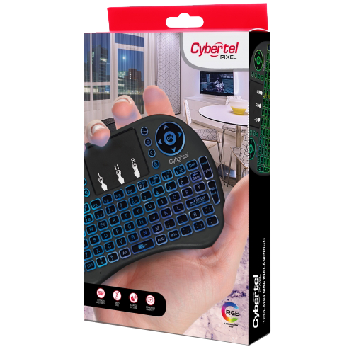 MINI TECLADO PARA SMARTV  CYBERTEL PIXEL - CYB K236 RGB  INALAMBRICO CON PANEL TACTIL
