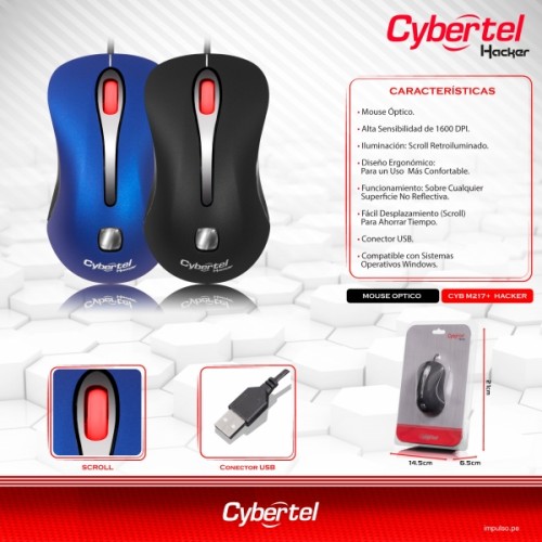 MOUSE OPTICO CYBERTEL HACKER - CYB M217+ PARA PC