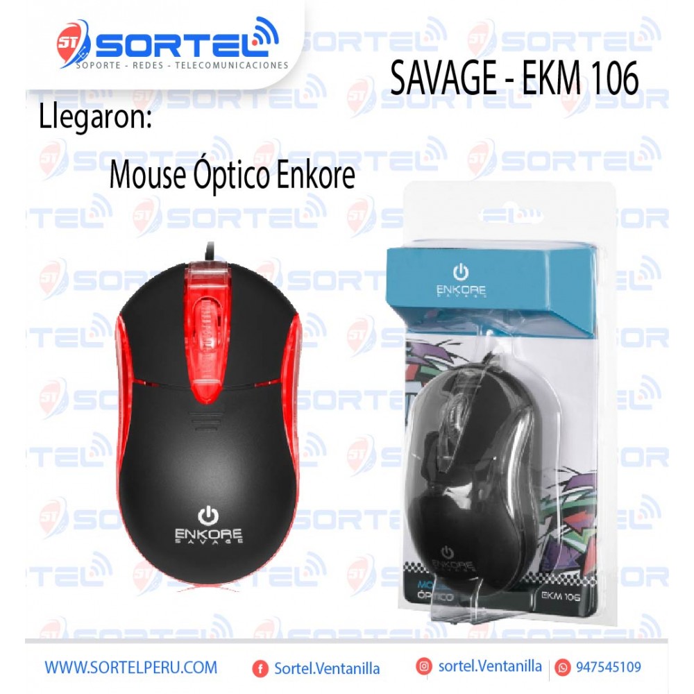 MOUSE OPTICO ALAMBRICO ENKORE SAVAGE EKM 106 MOUSE OPTICO ALAMBRICO ENKORE SAVAGE EKM 106