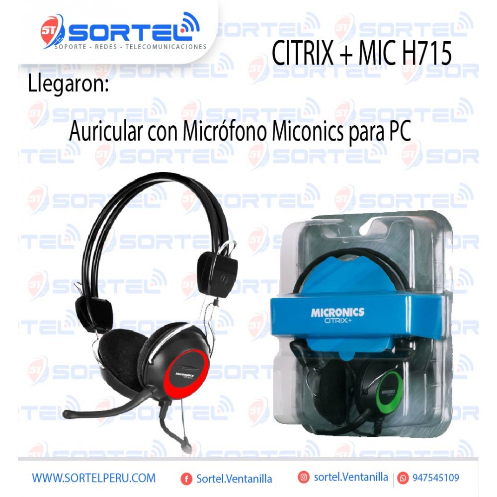 Auricular con Micrófono  Micronics para PC CITRIX + MIC H715