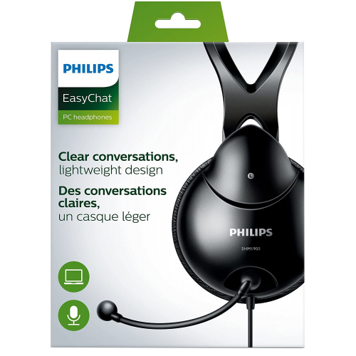 AUDIFONO C/MICROF. PHILIPS SHM1900 PC HEADSET 2X3.5MM STEREO BLACK