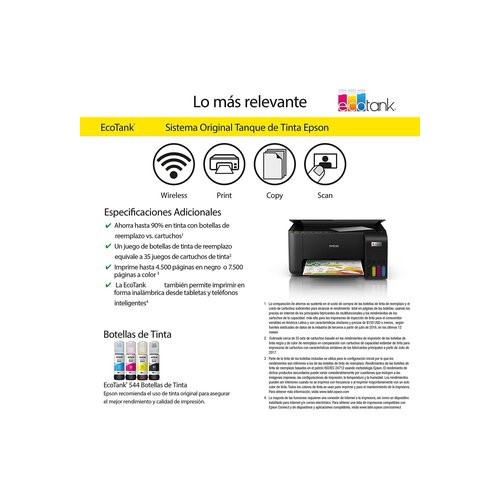 IMPRESORA EPSON MULTIFUNCIONAL INALAMBRICA ECO TANK L3250
