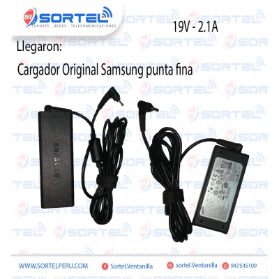 CARGADOR ORIGINAL SAMSUNG PUNTA FINA 19V 2.1A 100% NUEVA