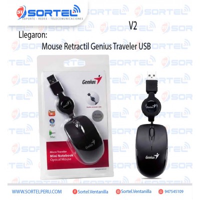 MINI MOUSE RETRACTIL GENIUS TRAVELER V2 COLOR ROJO