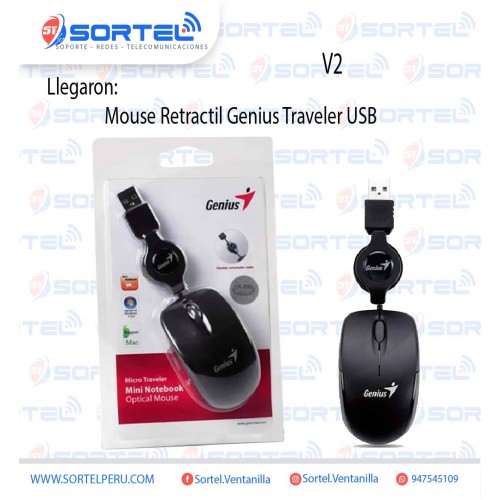 MINI MOUSE RETRACTIL GENIUS TRAVELER V2 COLOR BLANCO