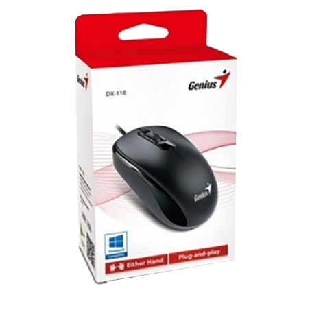 MOUSE GENIUS DX-110 USB OPTICO 1000 DPI BLACK (PN 31010116100)
