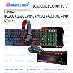 COMBO TECLADO XBLADE GAMING + MOUSE + AUDIFONO + PAD DEMOLISHER KIT 4 EN 1 (GXB-KMHP370)