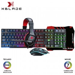 COMBO TECLADO XBLADE GAMING + MOUSE + AUDIFONO + PAD DEMOLISHER KIT 4 EN 1 (GXB-KMHP370)