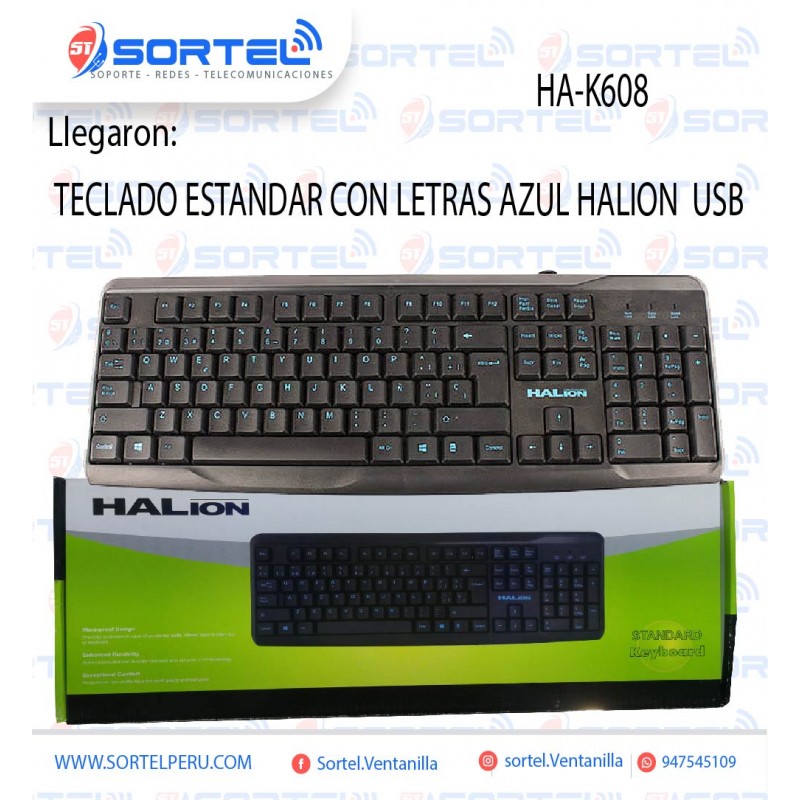 TECLADO ESTANDAR CON LETRAS AZULES HALION HA-K608 USB TECLADO ESTANDAR CON LETRAS AZULES HALION HA-K608 USB