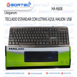 TECLADO ESTANDAR CON LETRAS AZULES HALION HA-K608 USB