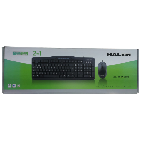 KIT TECLADO + MOUSE HALION HA-K230C MULTIMEDIA USB NEGRO