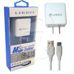 CARGADOR LIKEO TIPO C 3.4A  SMART CHARGER DE CELULAR