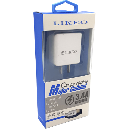CARGADOR LIKEO TIPO C 3.4A  SMART CHARGER DE CELULAR