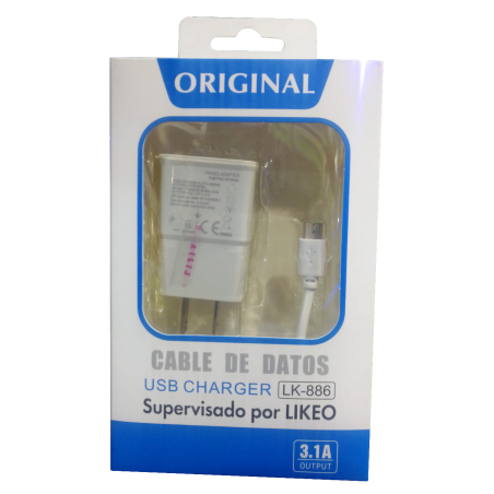 CARGADORES DE CELULAR LIKEO LK-886 MODELO SAMSUNG 3.1A V8