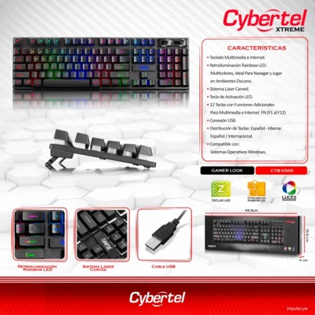TECLADO GAMER CYBERTEL XTREME CYB K505 RGB