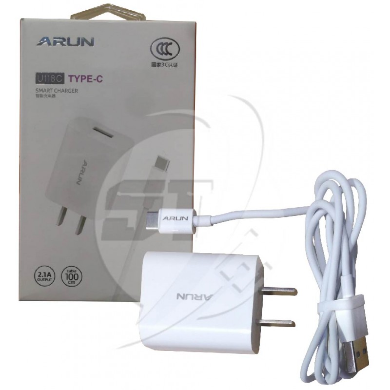 CARGADOR DE CELULAR ARUN U118C TIPO C 2.1A