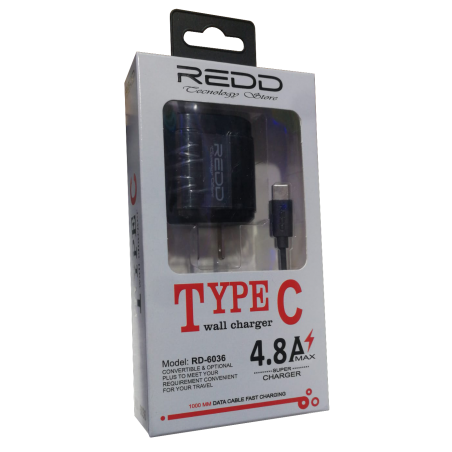 CARGAOR DE CELULAR REDD RD - 6036 CARGA RAPIDA TIPO C 4.8A