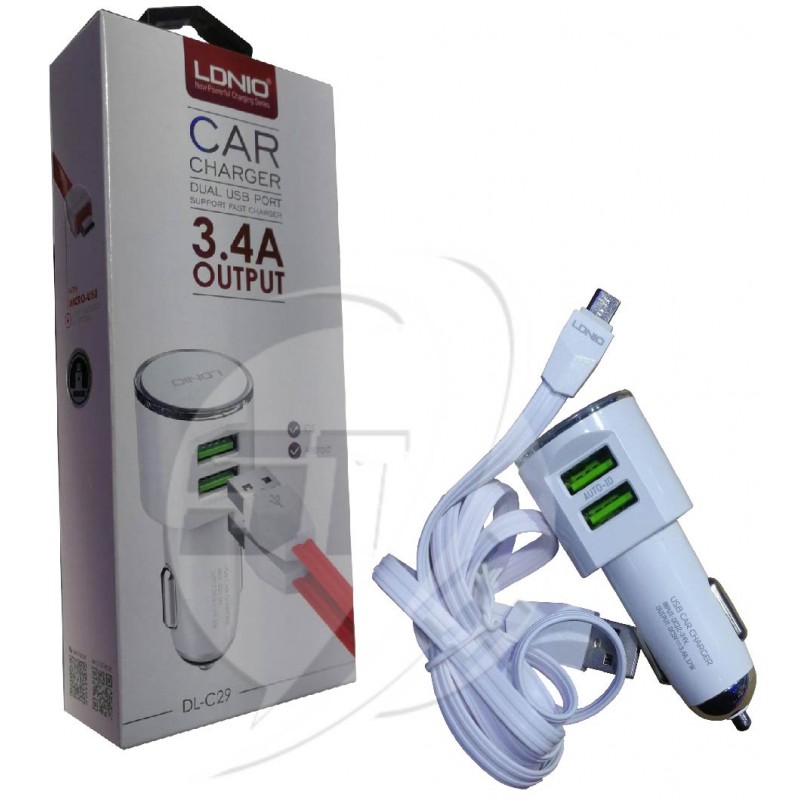 CARGADOR CIGARRERA DE CARRO PARA CELULAR LDNIO DL-C29 3.4A V8