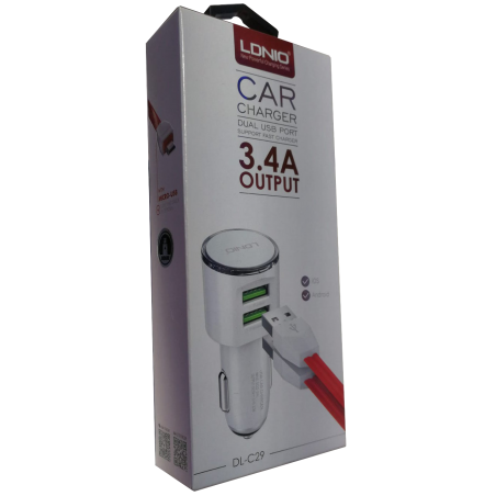 CARGADOR CIGARRERA DE CARRO PARA CELULAR LDNIO DL-C29 3.4A V8